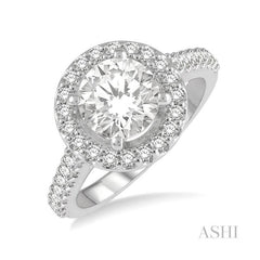 ASHI Round Shape Semi-Mount Halo Diamond Engagement Ring 240G3PPFHWG-SM