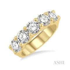 ASHI Round Shape 5 Stone Diamond Wedding Band 33340PPFGYG-2.50