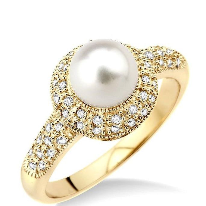 Parkplace Jewelers Pearl & Halo Diamond Ring 55676PPFSYG