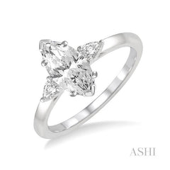 ASHI Marquise Shape Diamond Engagement Ring 255L2PPFHWG-LE-MQ