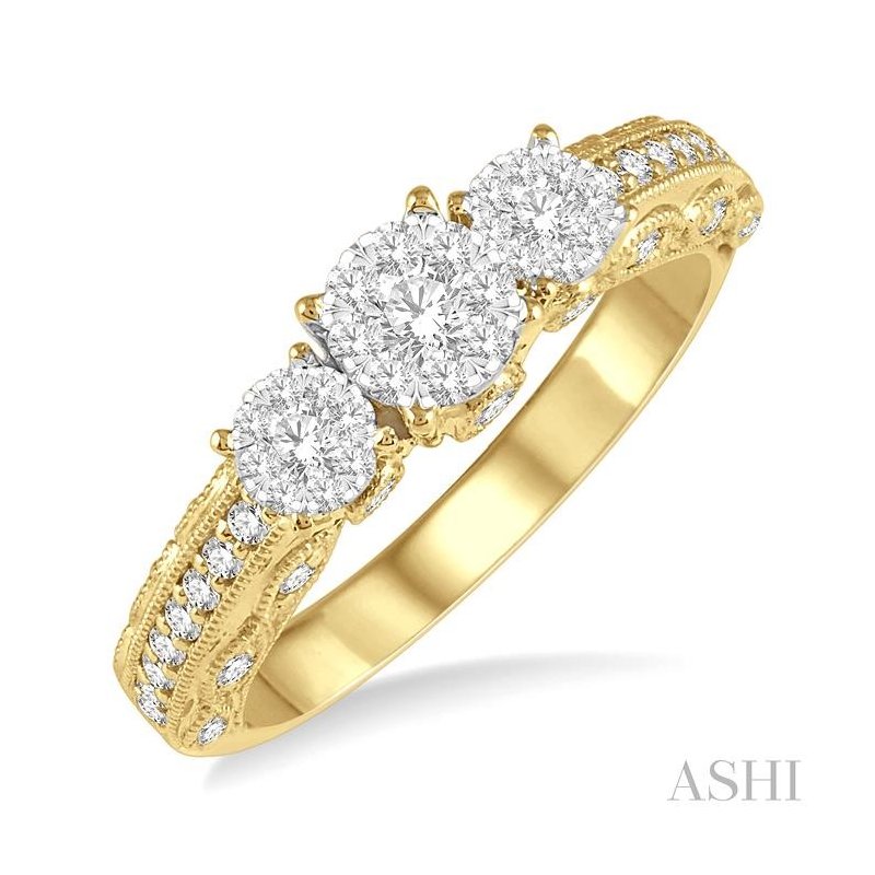 ASHI Round Shape Past Present & Future Lovebright Diamond Engagement Ring 145E3PPFHYW