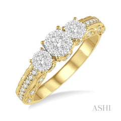 ASHI Round Shape Past Present & Future Lovebright Diamond Engagement Ring 145E3PPFHYW
