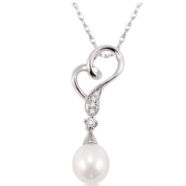Parkplace Jewelers Heart Shape Pearl & Diamond Fashion Pendant 56679PPTXPDWG