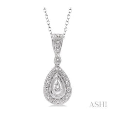 ASHI Silver Pear Shape Diamond Pendant 86029PPSSSLPD