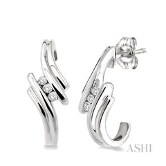 ASHI Silver 3 Stone Diamond Fashion Half Hoop Earrings 86168PPSXSLER