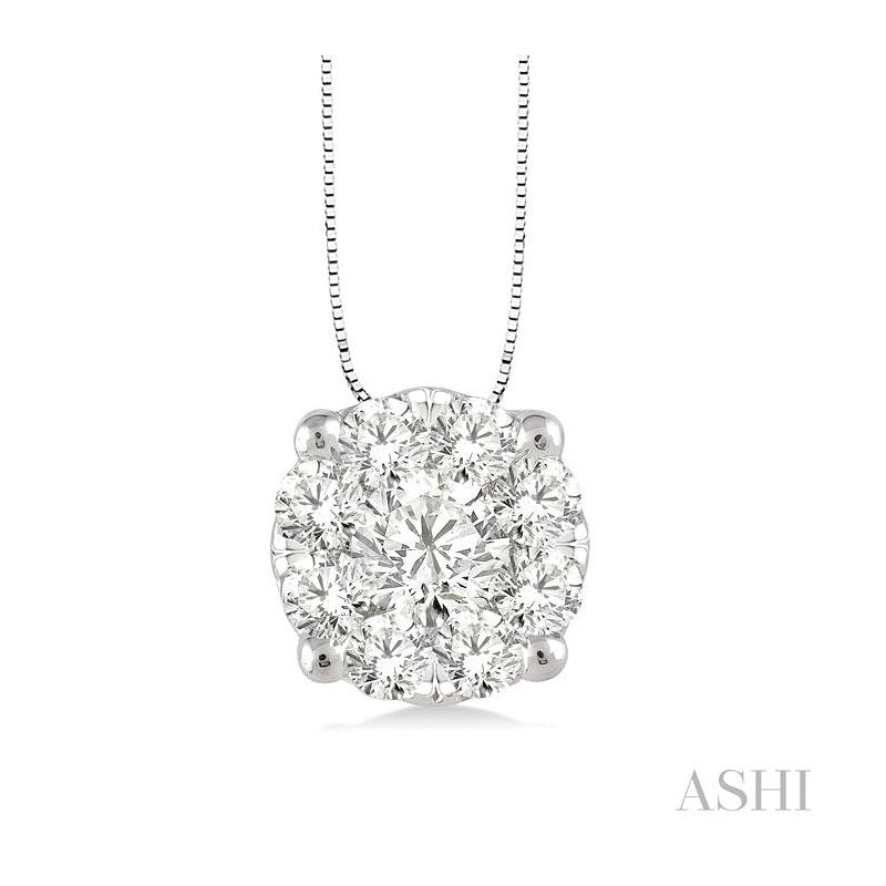 ASHI Round Shape Lovebright Essential Diamond Solitaire Pendant 91755PPFVPDWG