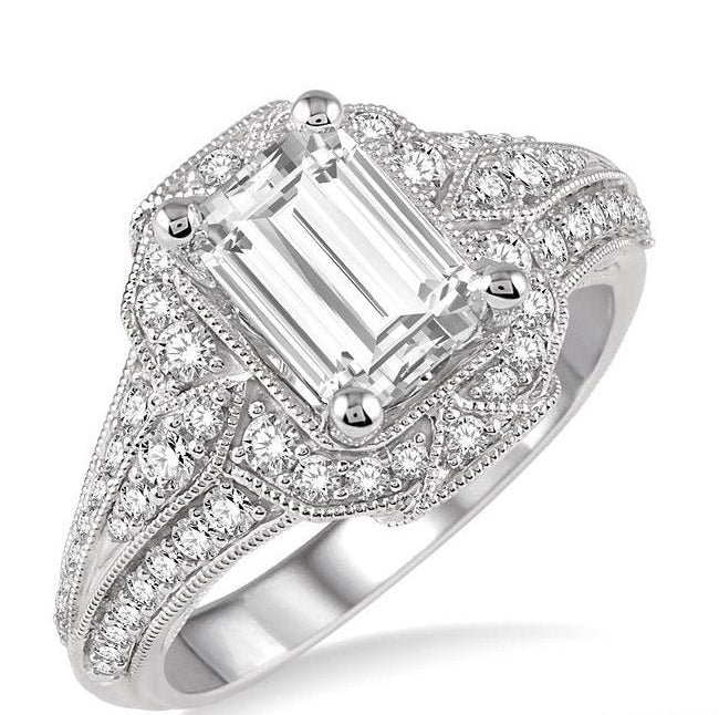 Parkplace Jewelers Emerald Shape Semi-Mount Halo Diamond Engagement Ring 217F3PPFVWG-SM