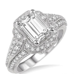 Parkplace Jewelers Emerald Shape Semi-Mount Halo Diamond Engagement Ring 217F3PPFVWG-SM