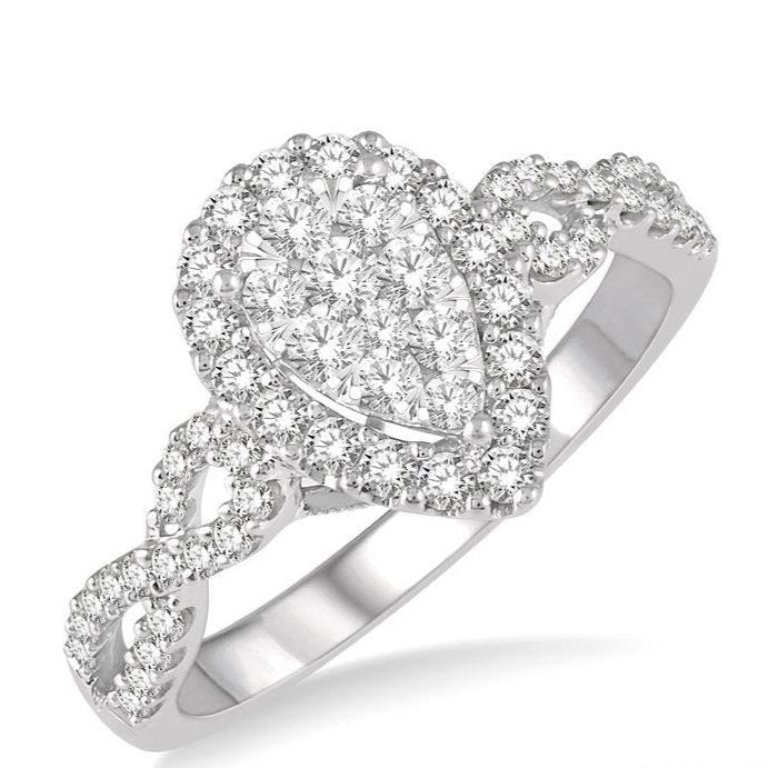 Parkplace Jewelers Pear Shape Halo Lovebright Diamond Engagement Ring 13522PPFVWG