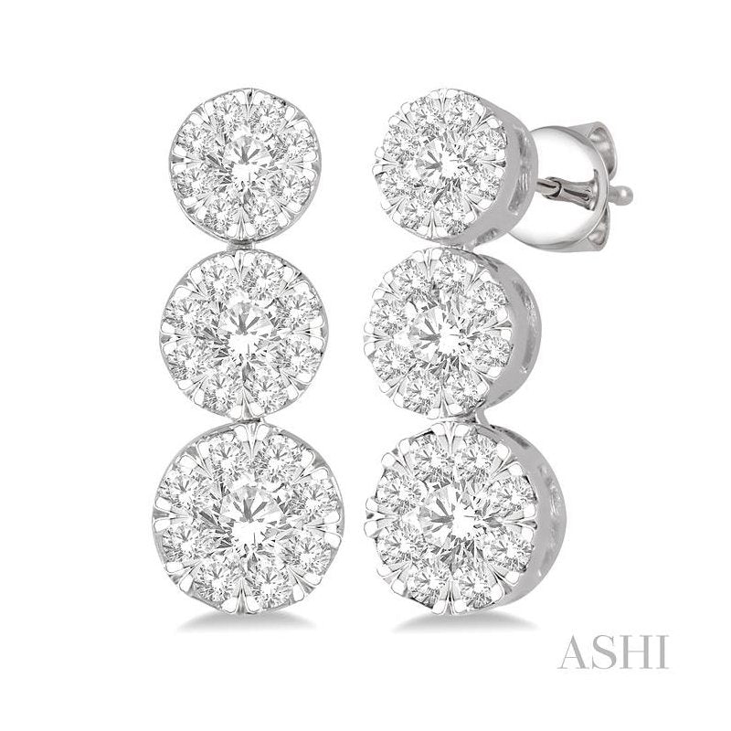 ASHI Round Shape Past Present & Future Lovebright Essential Diamond Earrings 919A1PPFVERWG