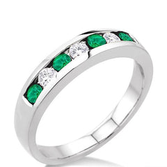 Parkplace Jewelers Channel Set Alternate Gemstone & Diamond Wedding Band 30317PPFXEMWG