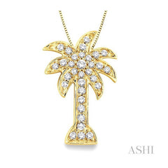 ASHI Palm Tree Diamond Fashion Pendant 63783PPFXPDYG