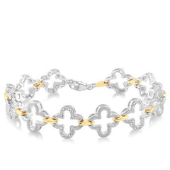 Parkplace Jewelers Silver Clover Diamond Fashion Bracelet 85368PPSSSLTB