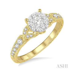 ASHI Round Shape Lovebright Diamond Engagement Ring 133C3PPFVYW-LE