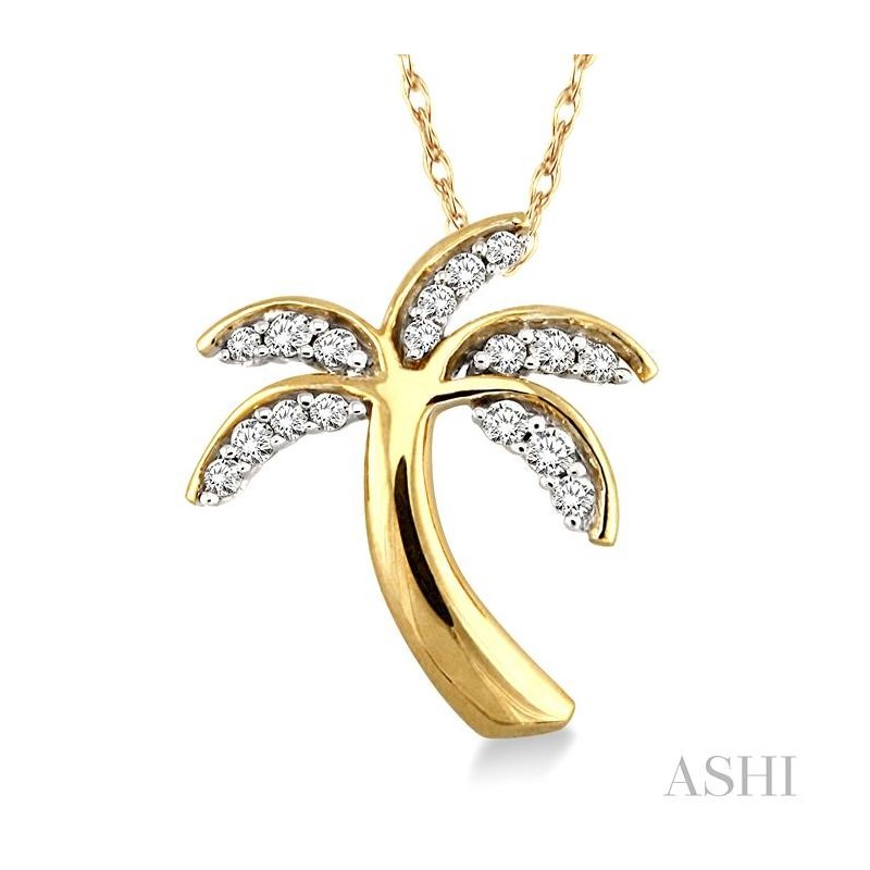 ASHI Palm Tree Diamond Fashion Pendant 63798PPFSPDYG