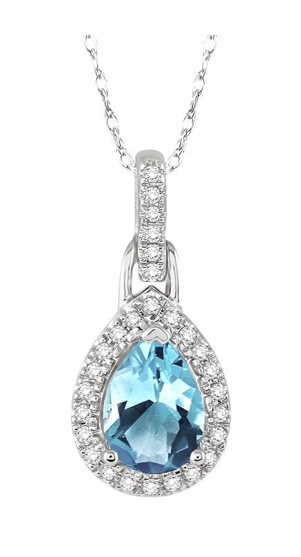 Parkplace Jewelers Pear Shape Gemstone & Halo Diamond Pendant 61098PPTSPDAQWG