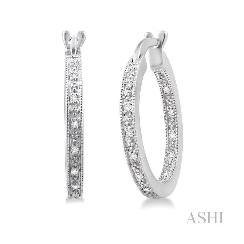 ASHI Silver Inside-Out Diamond Hoop Earrings 86358PPSSSLER