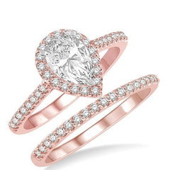 Parkplace Jewelers Pear Shape Halo Diamond Wedding Set 243G2PPFHPW-WS