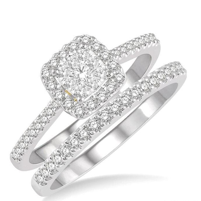 Parkplace Jewelers Cushion Shape Halo Lovebright Diamond Wedding Set 123F3PPFVWY-WS