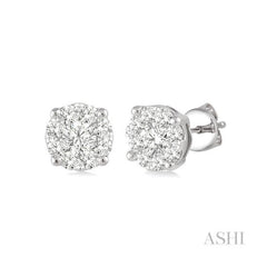 ASHI Round Shape Lovebright Essential Diamond Stud Earrings 91753PPFVERWG