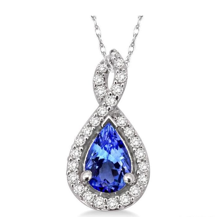 Parkplace Jewelers Pear Shape Gemstone & Halo Diamond Pendant 58368PPFNPDTZWG