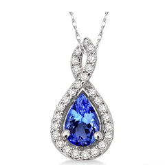 Parkplace Jewelers Pear Shape Gemstone & Halo Diamond Pendant 58368PPFNPDTZWG