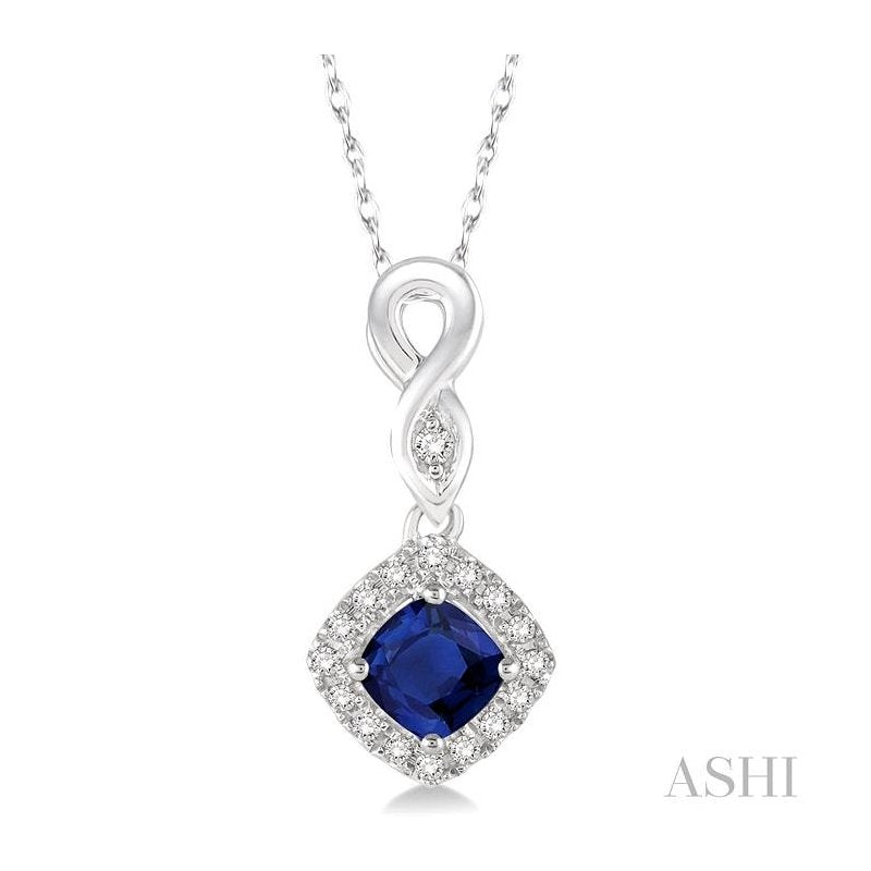 ASHI Cushion Shape Gemstone & Halo Diamond Pendant 57088PPTSPDSPWG