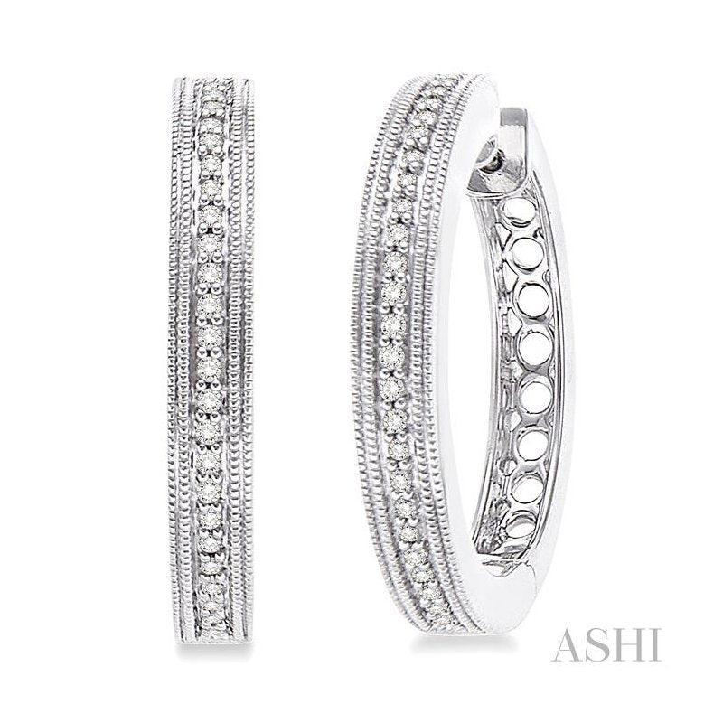 ASHI Silver Diamond Hoop Earrings 86246PPSSSLER