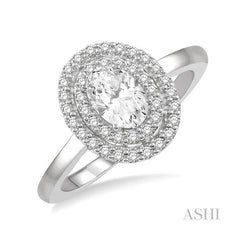 ASHI Oval Shape Halo Diamond Engagement Ring 262L2PPFHWG-LE