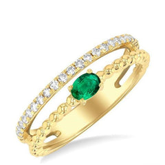 Parkplace Jewelers Bead Oval Shape East-West Gemstone & Diamond Ring 41297PPTSEMYG-OV