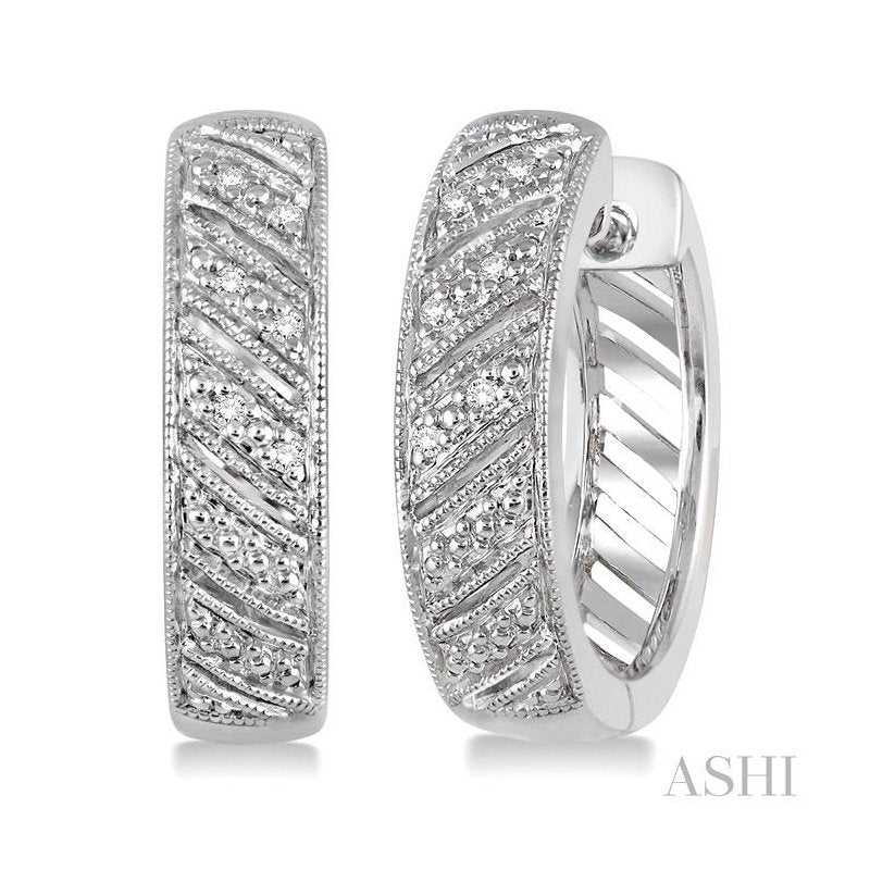 ASHI Silver Diamond Hoop Earrings 87889PPSSSLER