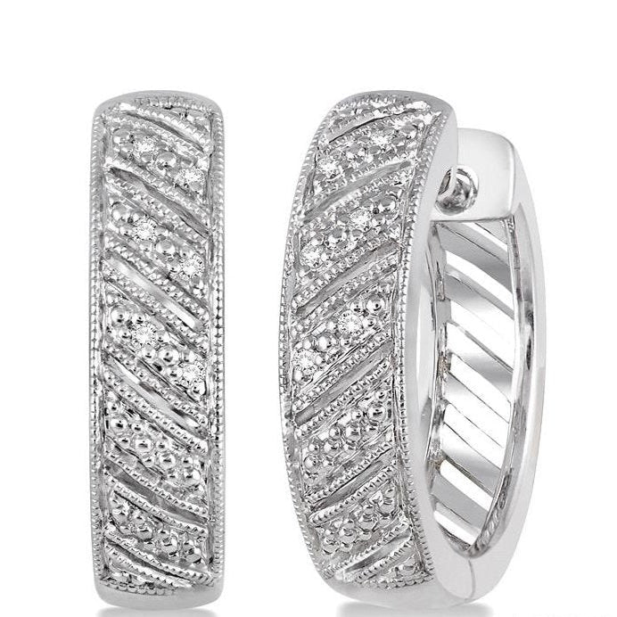 Parkplace Jewelers Silver Diamond Hoop Earrings 87889PPSSSLER