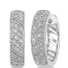 Parkplace Jewelers Silver Diamond Hoop Earrings 87889PPSSSLER