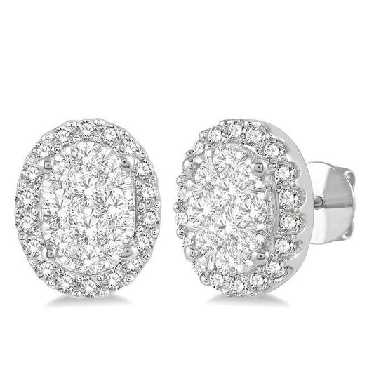 Parkplace Jewelers Oval Shape Halo Lovebright Essential Diamond Earrings 914A3PPFVERWG