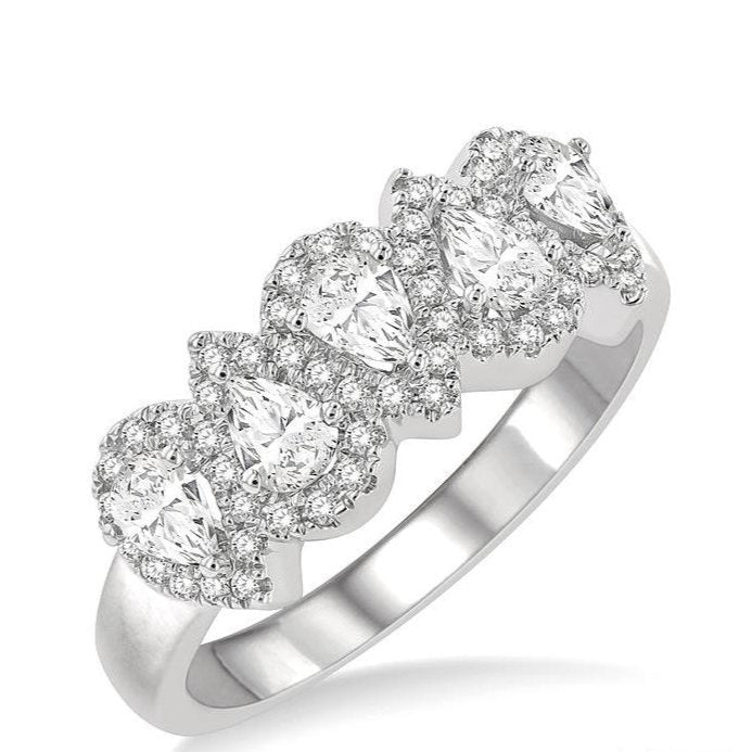 Parkplace Jewelers Pear Shape 5 Stone Halo Half Eternity Diamond Wedding Band 313E1PPFHWG