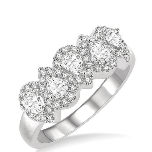 Parkplace Jewelers Pear Shape 5 Stone Halo Half Eternity Diamond Wedding Band 313E1PPFHWG