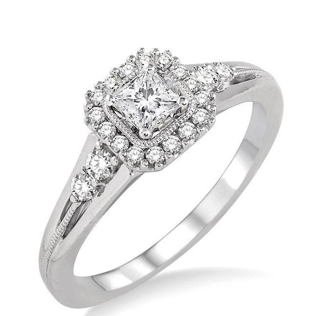 Parkplace Jewelers Princess Shape Semi-Mount Halo Diamond Engagement Ring 14946PPFHWG-SM