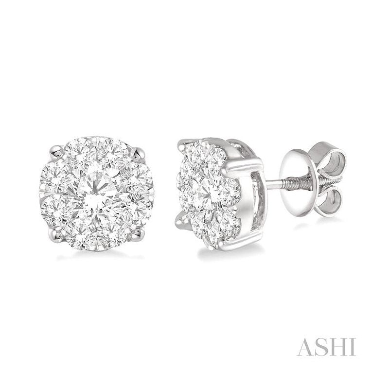 ASHI Round Shape Lovebright Essential Diamond Stud Earrings 91750PPFVERWG-2.10