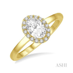 ASHI Oval Shape Semi-Mount Halo Diamond Engagement Ring 259L8PPFHYW-SM