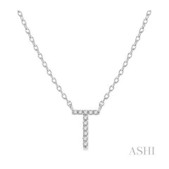 ASHI Block 'T' Initial Diamond Pendant 912F9PPFSPDWG-T