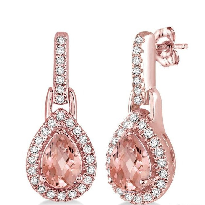 Parkplace Jewelers Pear Shape Gemstone & Halo Diamond Earrings 61097PPFSERMOPG