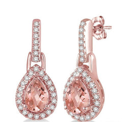 Parkplace Jewelers Pear Shape Gemstone & Halo Diamond Earrings 61097PPFSERMOPG