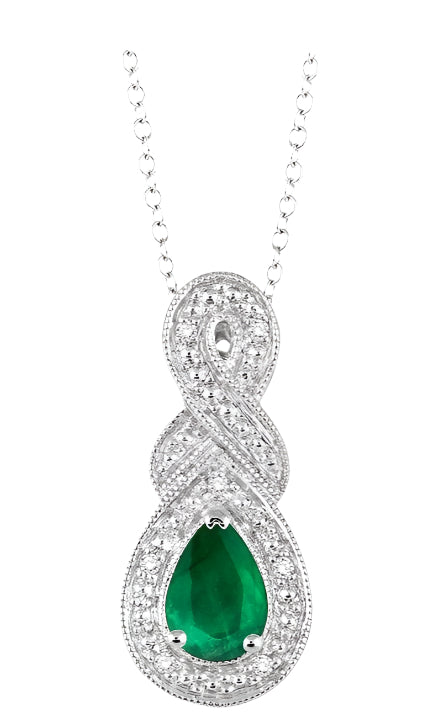 Parkplace Jewelers Silver Pear Shape Gemstone & Diamond Pendant 88649PPSSEMSLPD