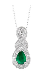 Parkplace Jewelers Silver Pear Shape Gemstone & Diamond Pendant 88649PPSSEMSLPD