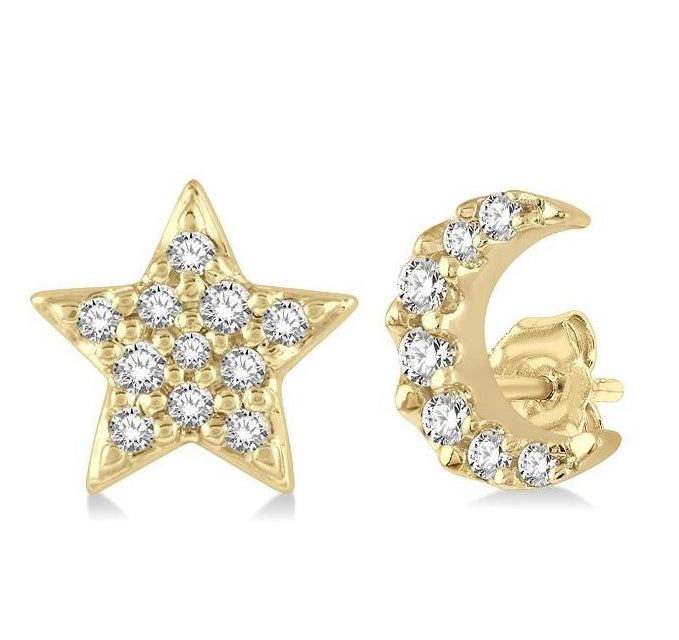 Parkplace Jewelers Star & Moon Petite Diamond Fashion Earrings 647C8PPTSERYG