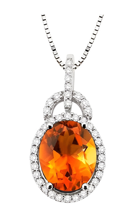 Parkplace Jewelers Oval Shape Gemstone & Halo Diamond Pendant 60895PPFNPDCTWG