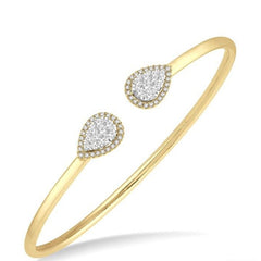 Parkplace Jewelers Stackable Pear Shape Halo Lovebright Essential Diamond Open Cuff Bangle 7993HPPFVYW