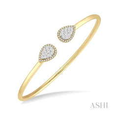 ASHI Stackable Pear Shape Halo Lovebright Essential Diamond Open Cuff Bangle 7993HPPFVYW