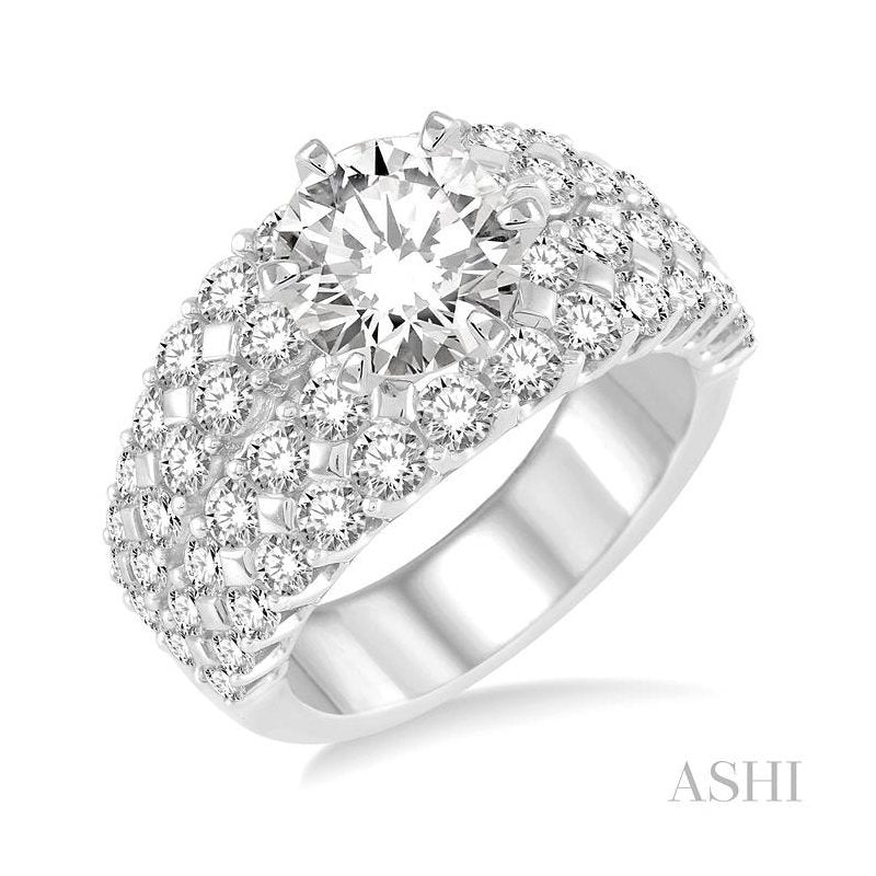 ASHI Round Shape Semi-Mount Diamond Engagement Ring 201A0PPFRWG-SM-2.50