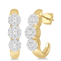 Parkplace Jewelers Round Shape 3 Stone Lovebright Diamond Half Hoop Earrings 927B2PPFGERYW